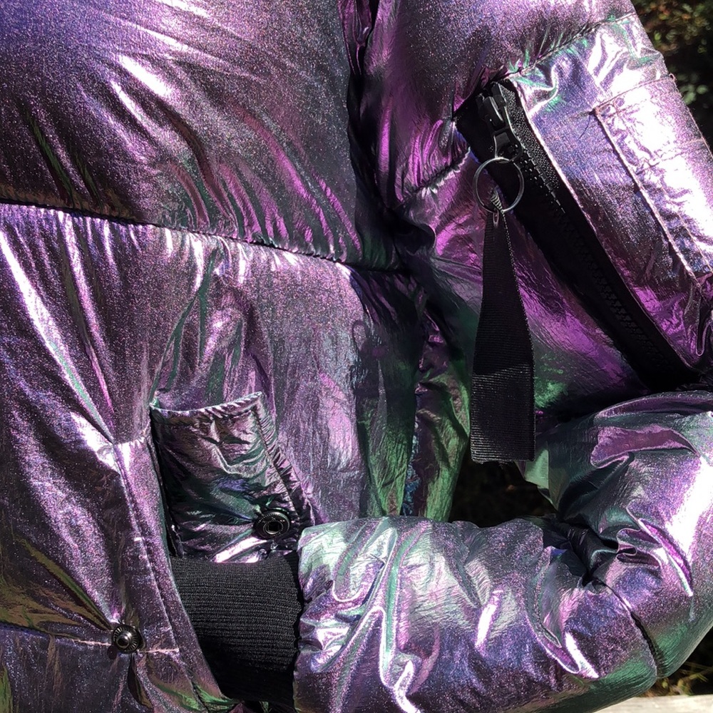 Fashion Nova Holographic Unicorn Puffer Jacket - Picture 6 of 10